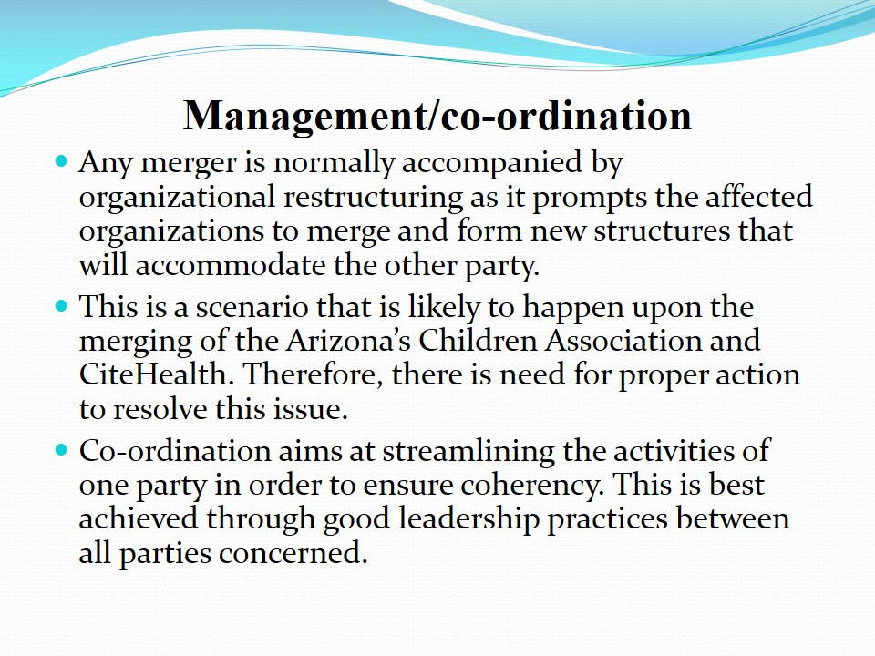 Management/co-ordination