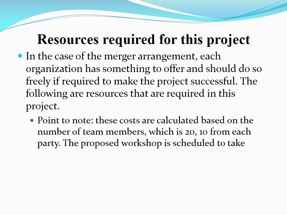 Resources required for this project