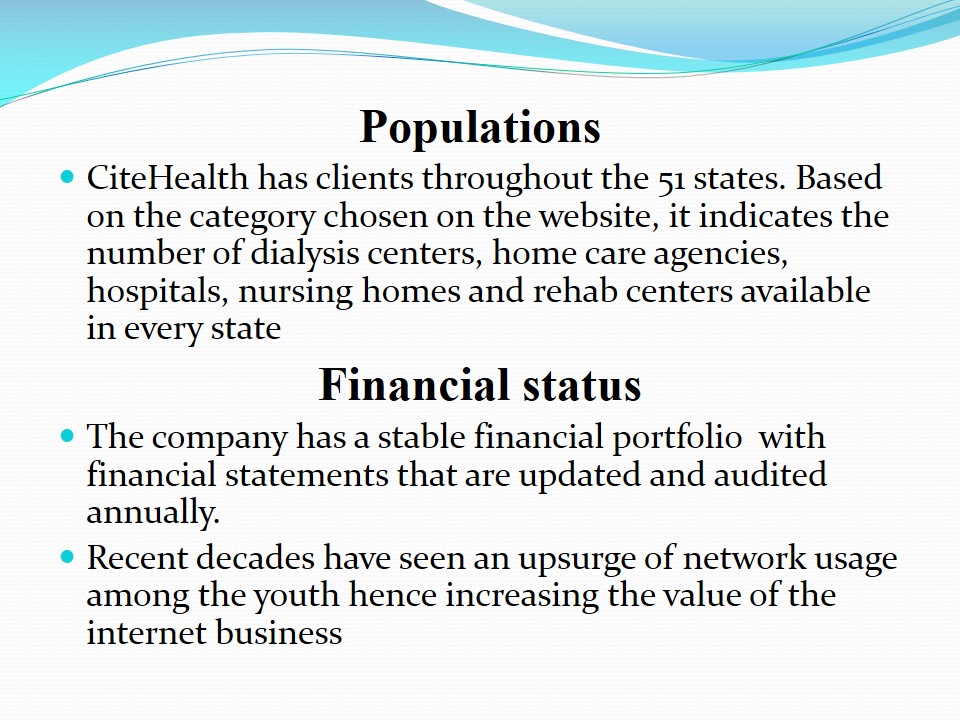 Populations. Financial status