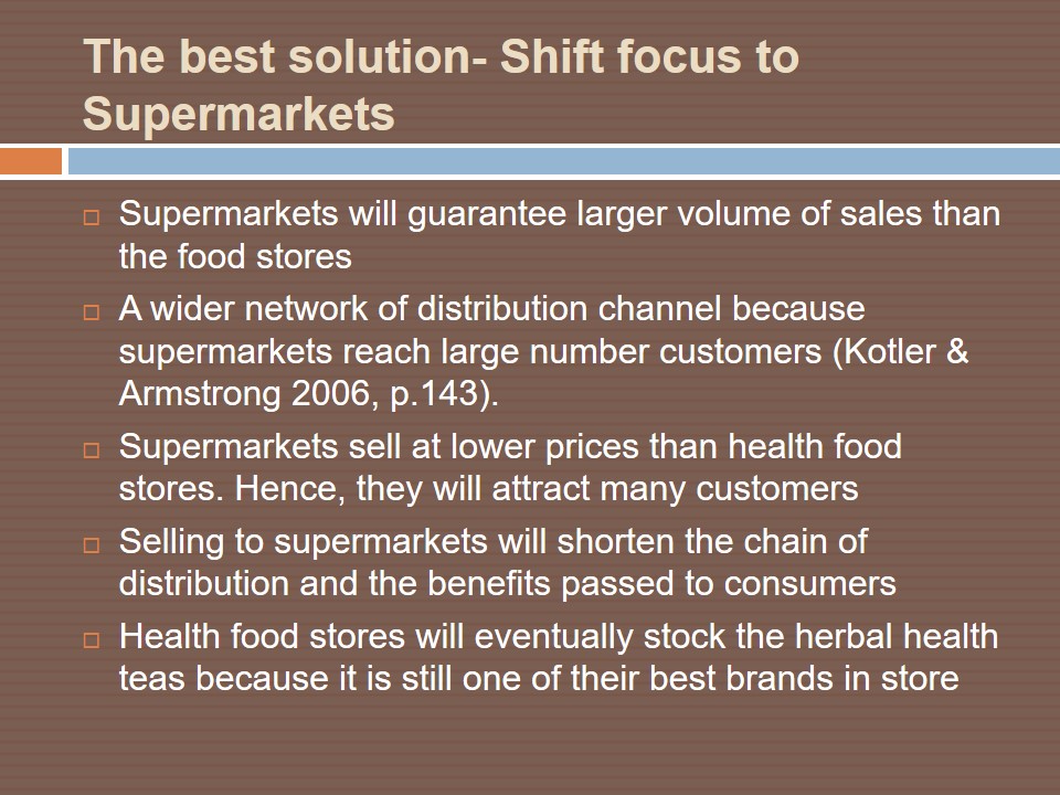 The Best Solution- Shift focus to Supermarkets