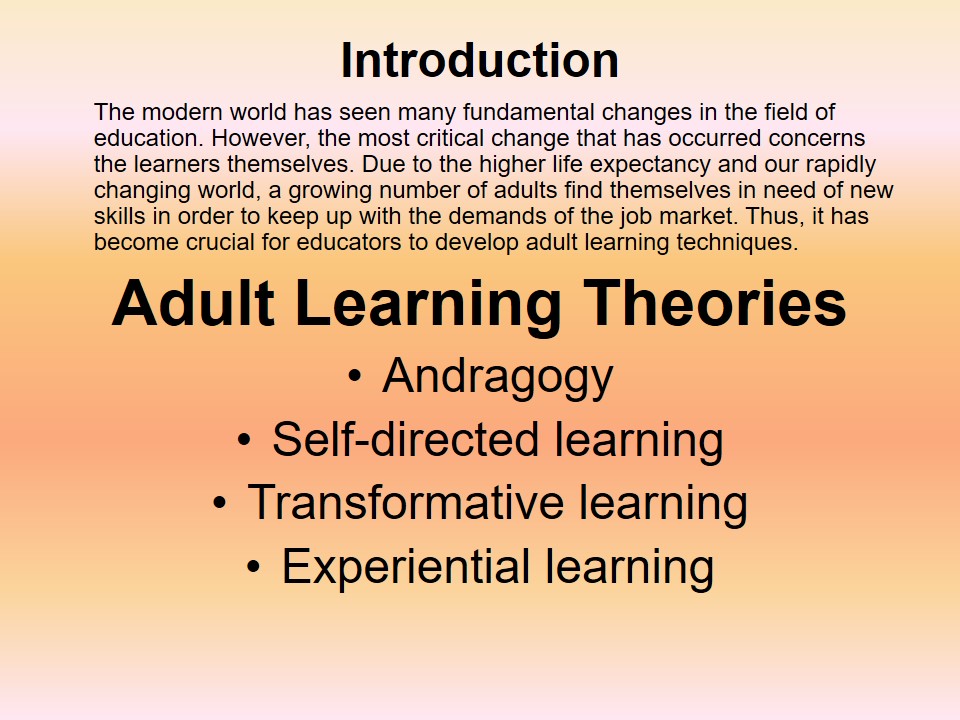 Adult Learning Theories