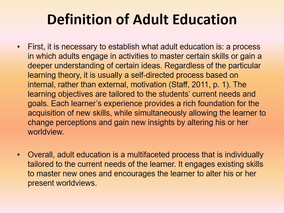 Definition of Adult Education