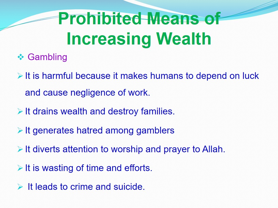 Prohibited Means of Increasing Wealth