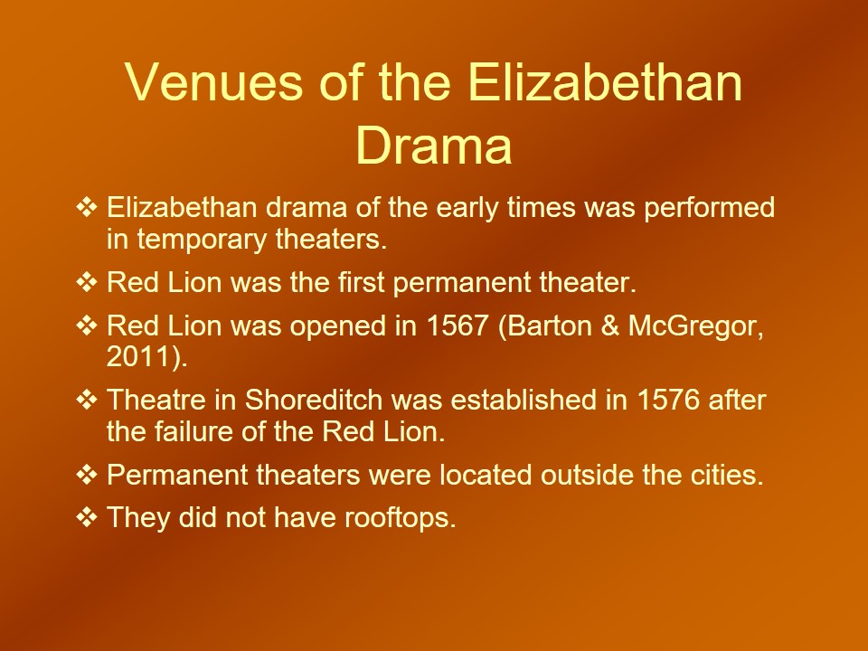Venues of the Elizabethan Drama