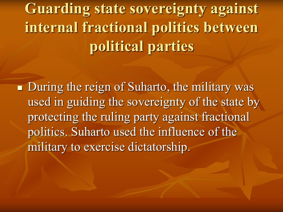 Guarding state sovereignty against internal fractional politics between political parties