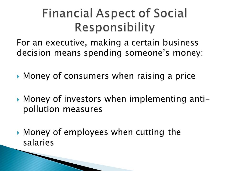 Financial Aspect of Social Responsibility
