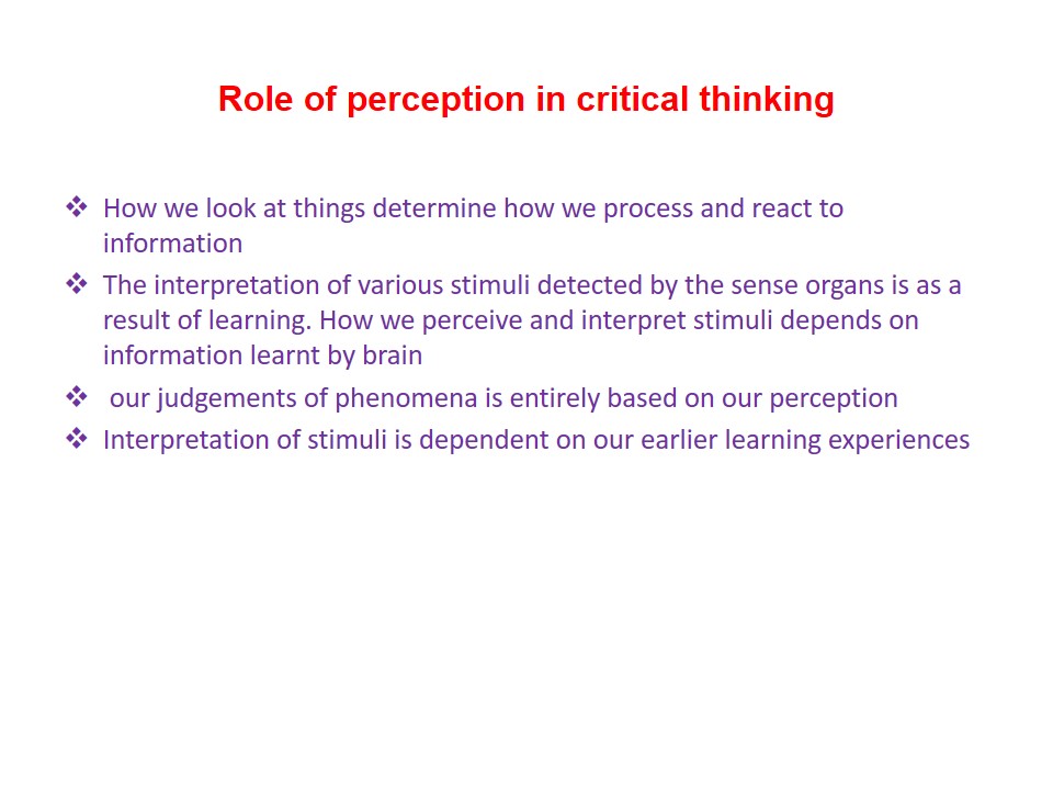 Role of perception in critical thinking