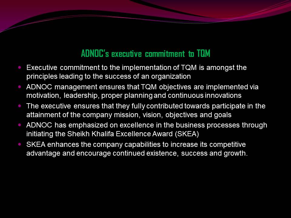 ADNOC’s executive commitment to TQM