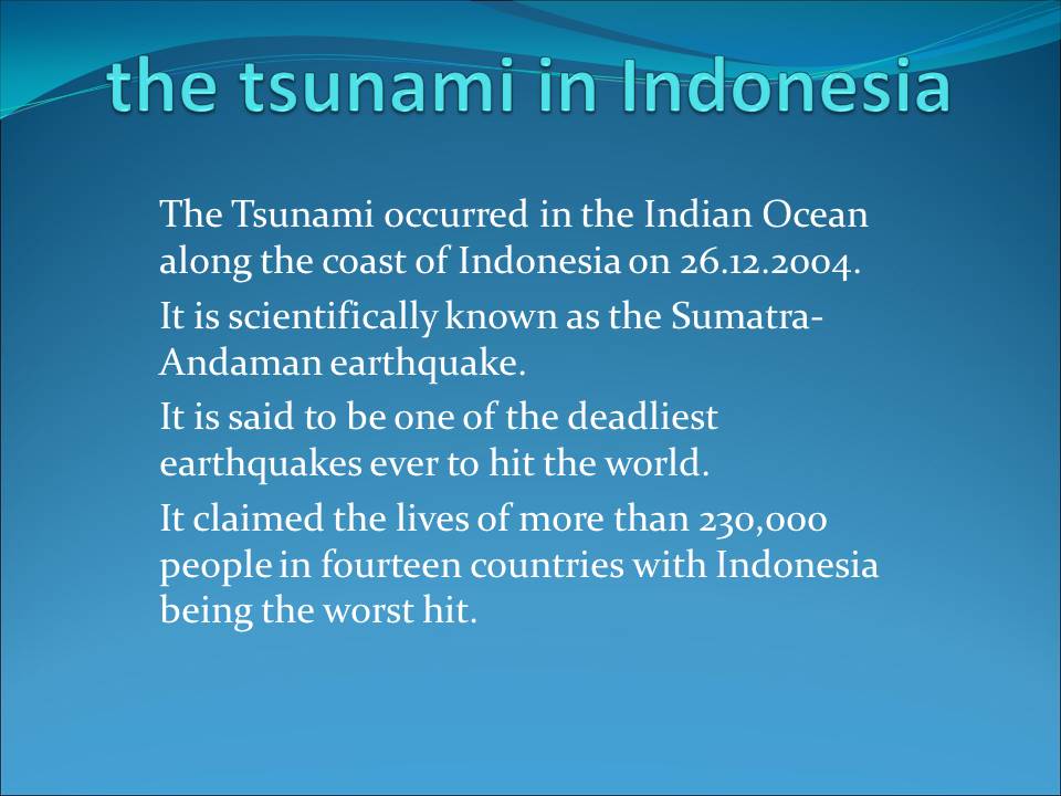 The tsunami in Indonesia