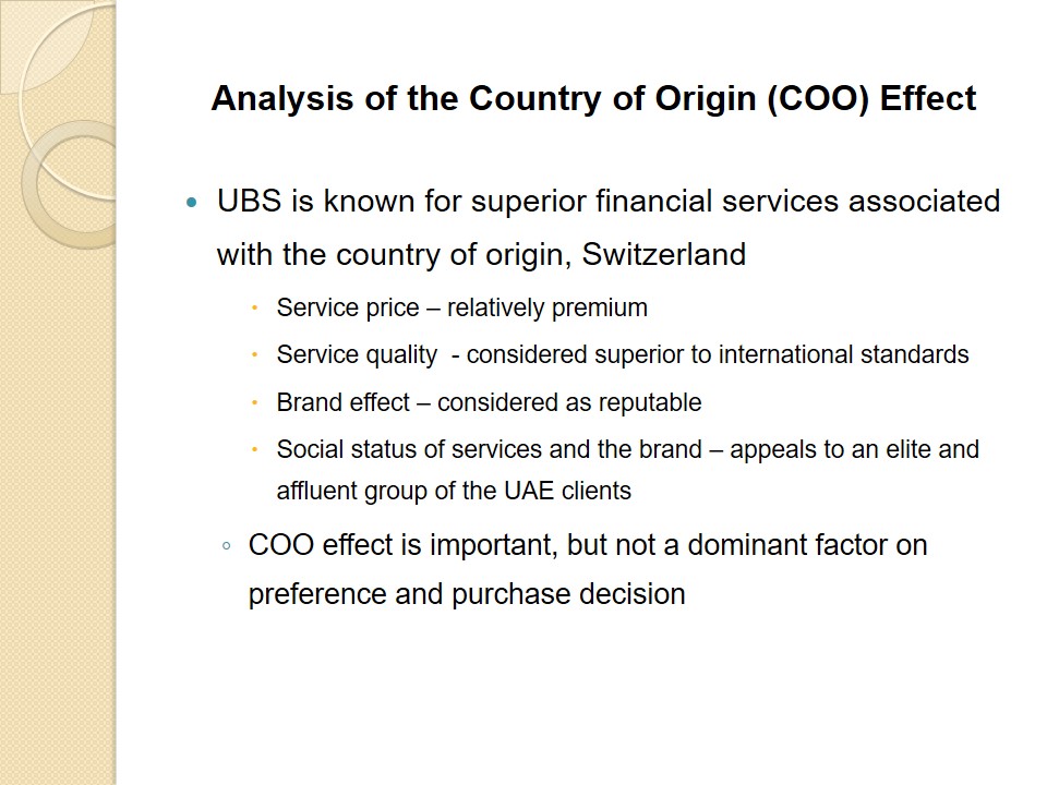 Analysis of the Country of Origin (COO) Effect