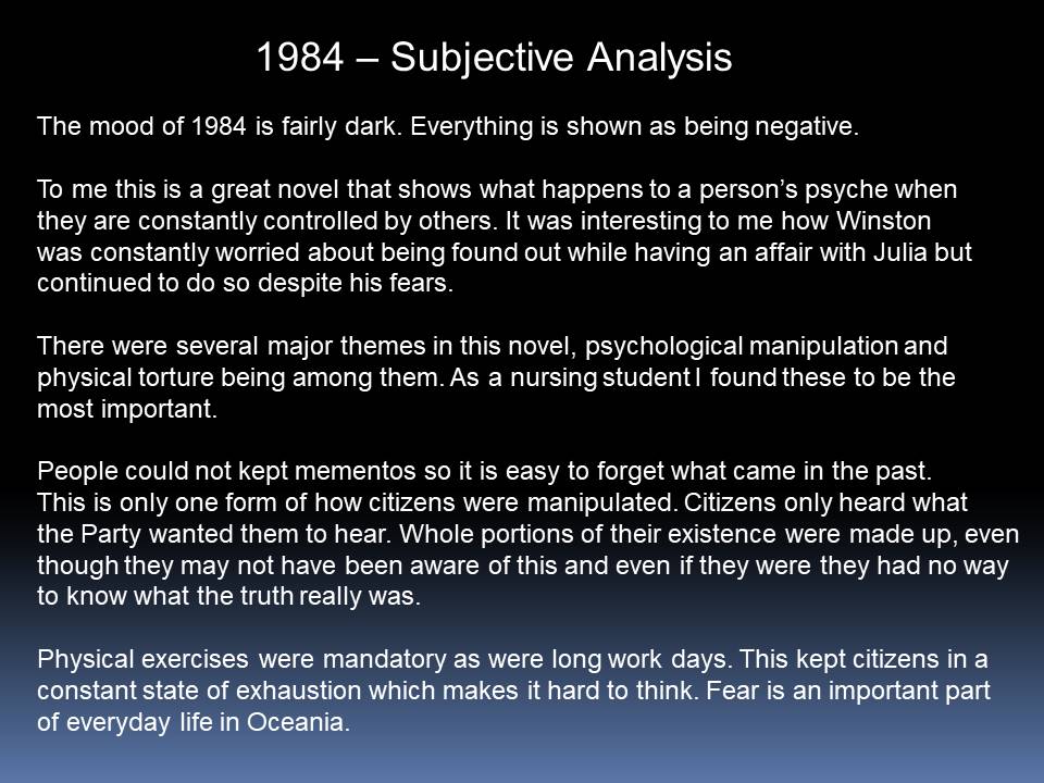 1984 – Subjective Analysis