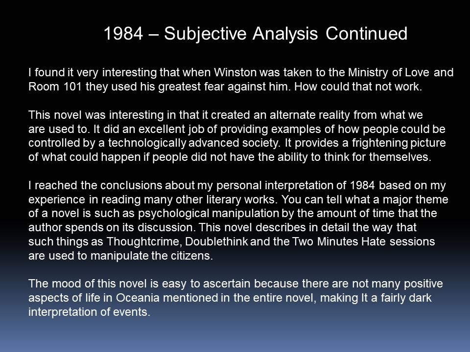 1984 – Subjective Analysis