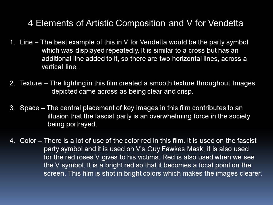 4 Elements of Artistic Composition and V for Vendetta