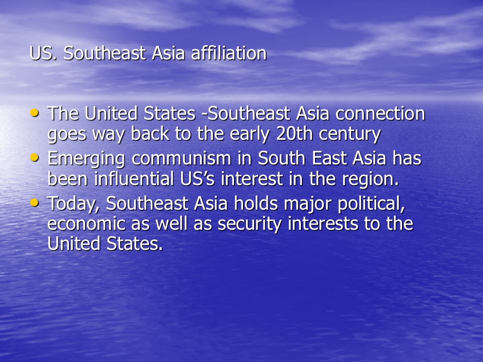 US and Southeast Asia Affiliation