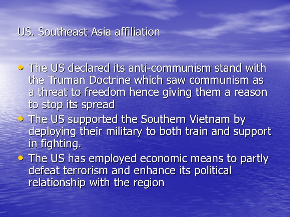 US and Southeast Asia Affiliation