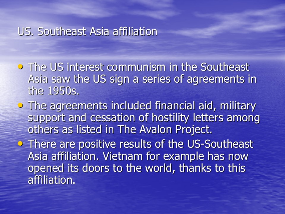 US and Southeast Asia Affiliation