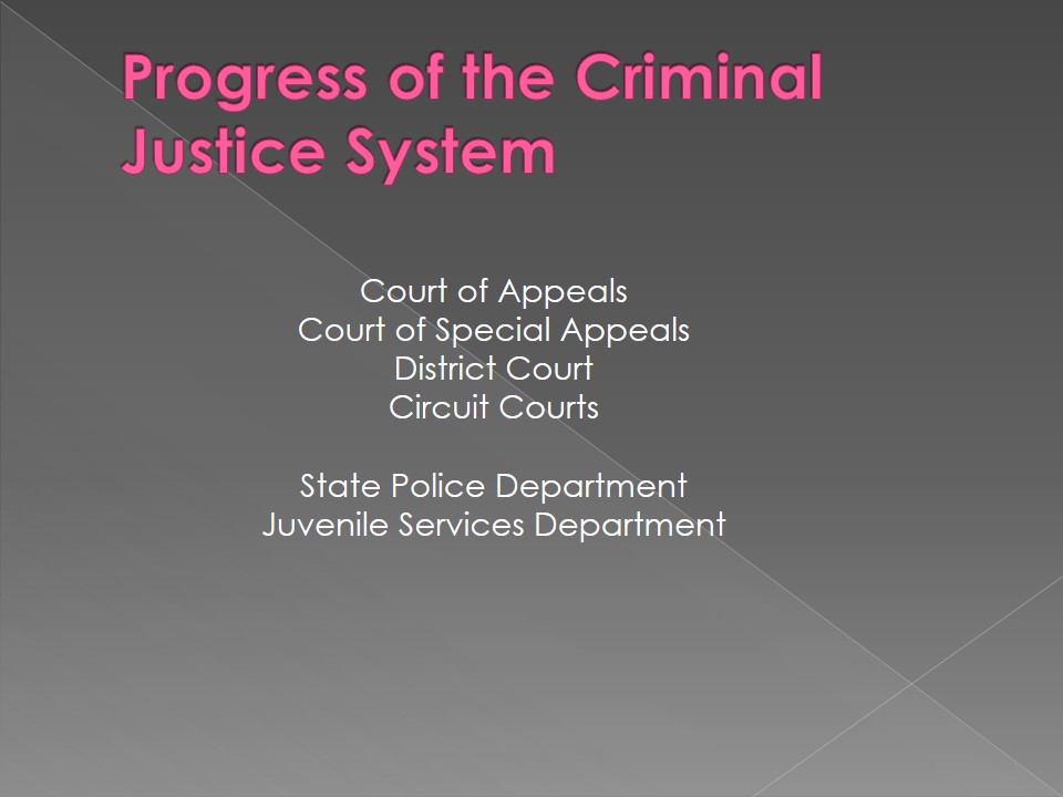 Progress of the Criminal Justice System