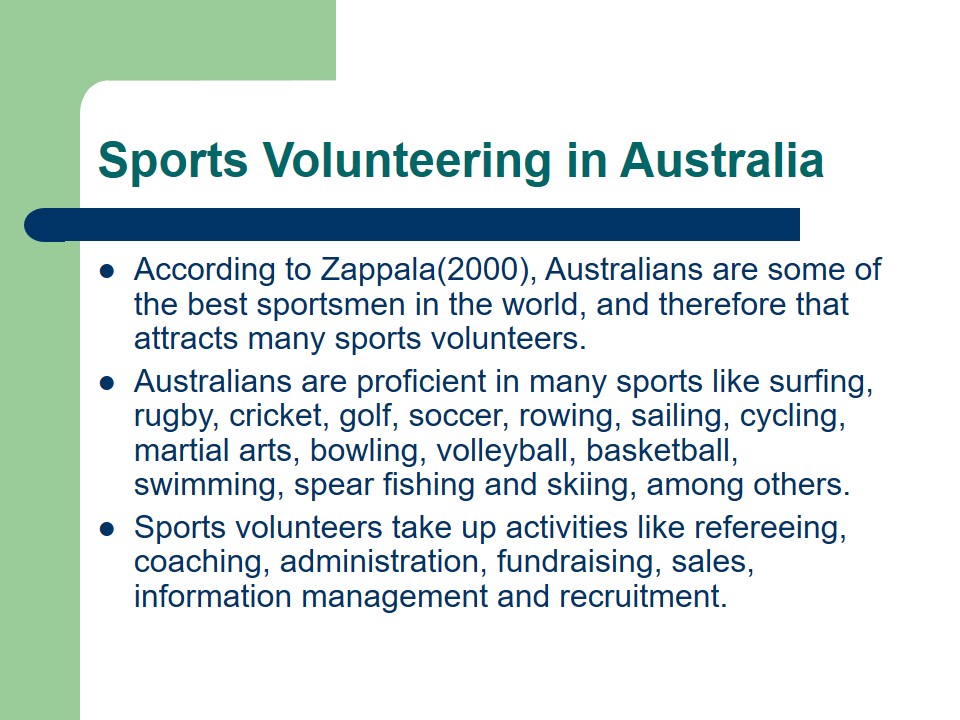 Sports Volunteering in Australia