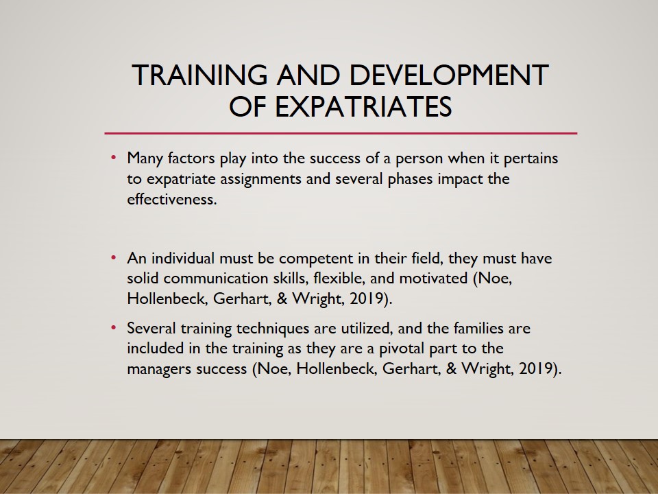 Training and Development of Expatriates
