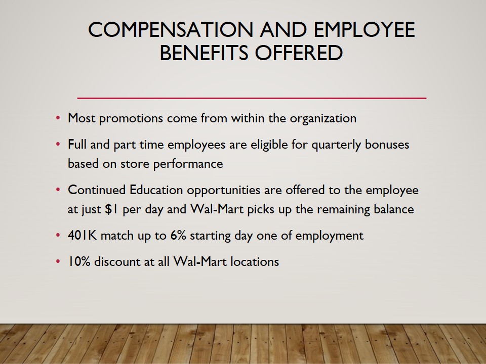 Compensation and Employee Benefits Offered