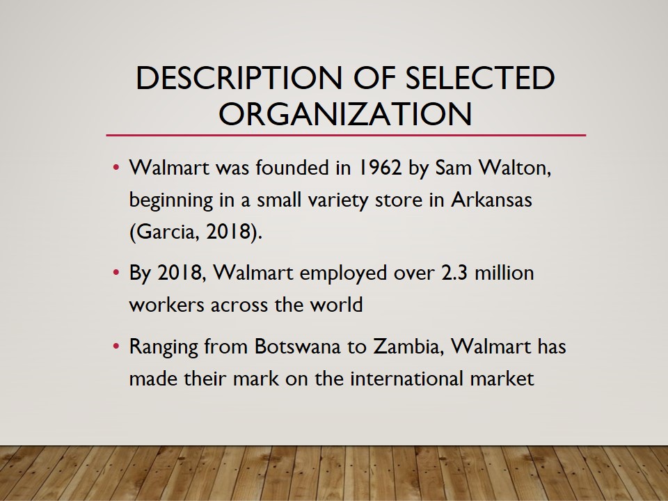 Description of Selected Organization