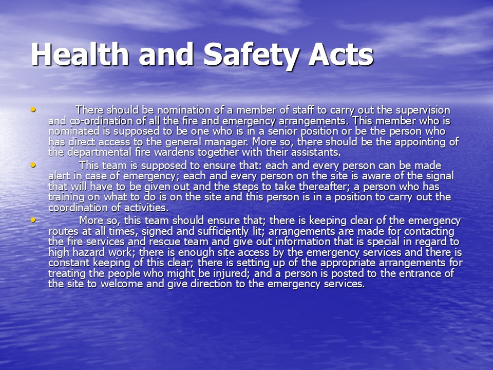 Health and Safety Acts