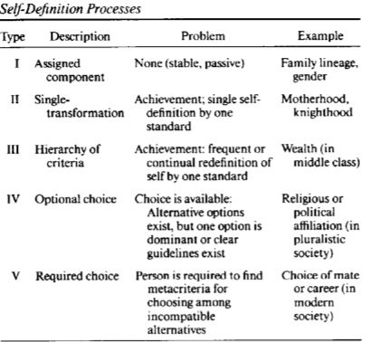 Self Definition Processes