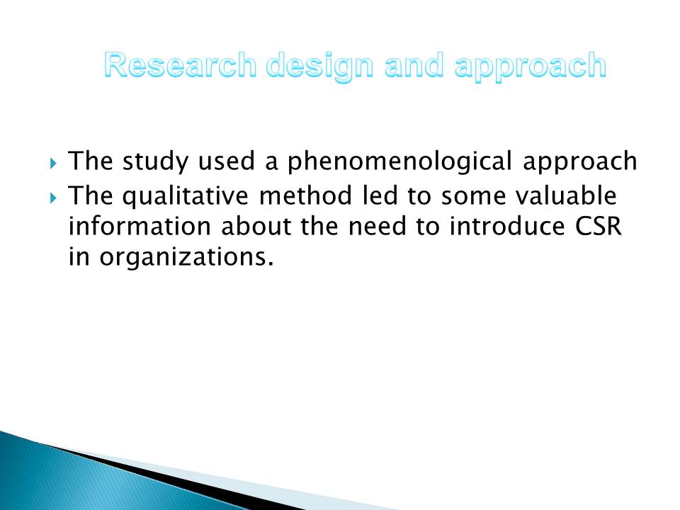 Research design and approach