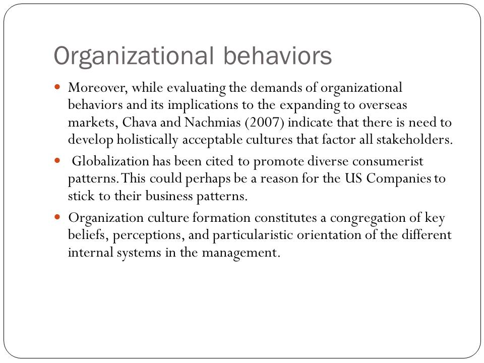 Organizational behaviors