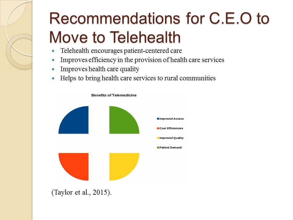 Recommendations for C.E.O to Move to Telehealth