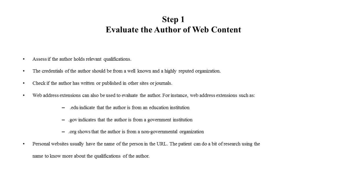 Step 1: Evaluate the Author of Web Content