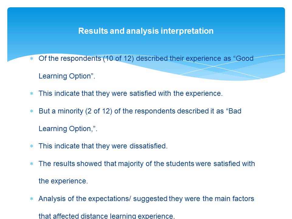 Results and analysis interpretation
