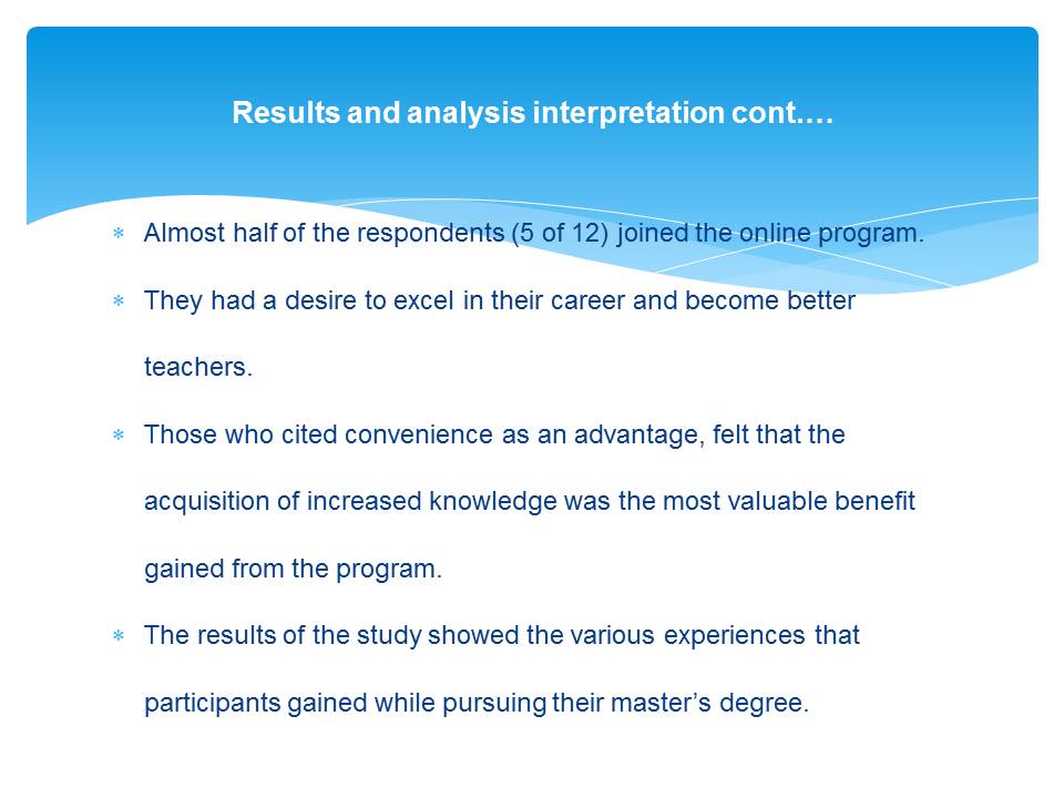 Results and analysis interpretation