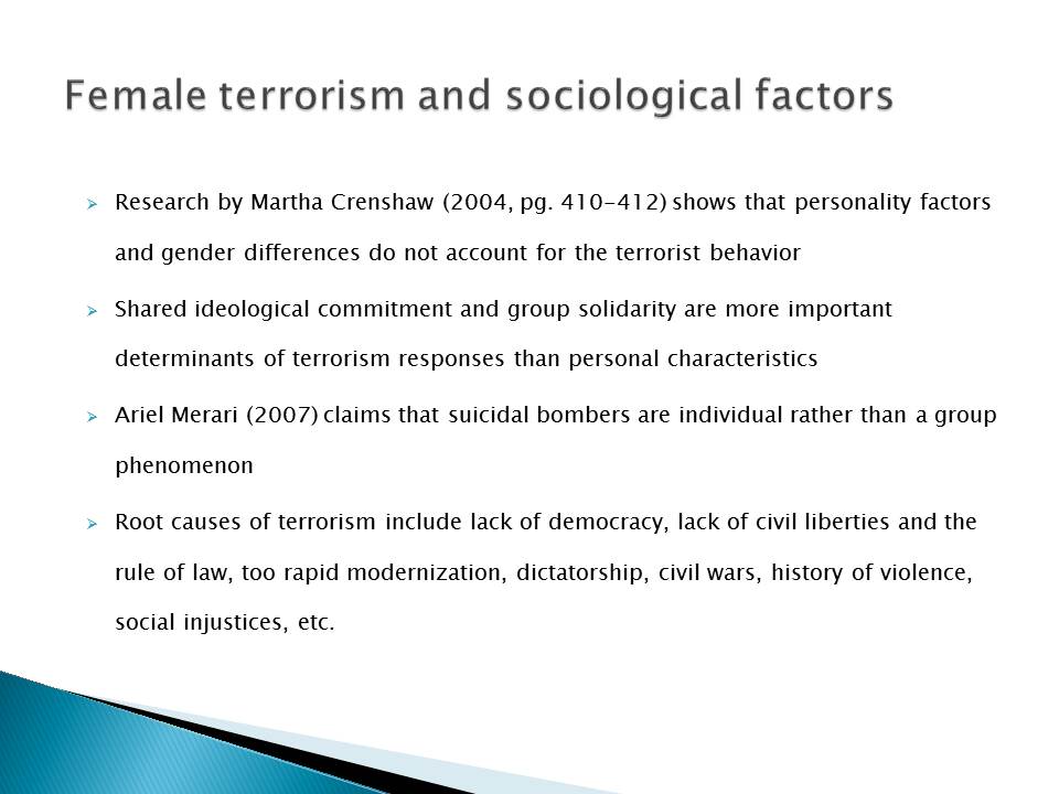 Female terrorism and sociological factors