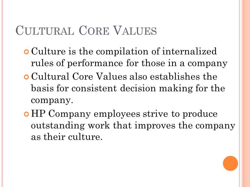 Cultural Core Values