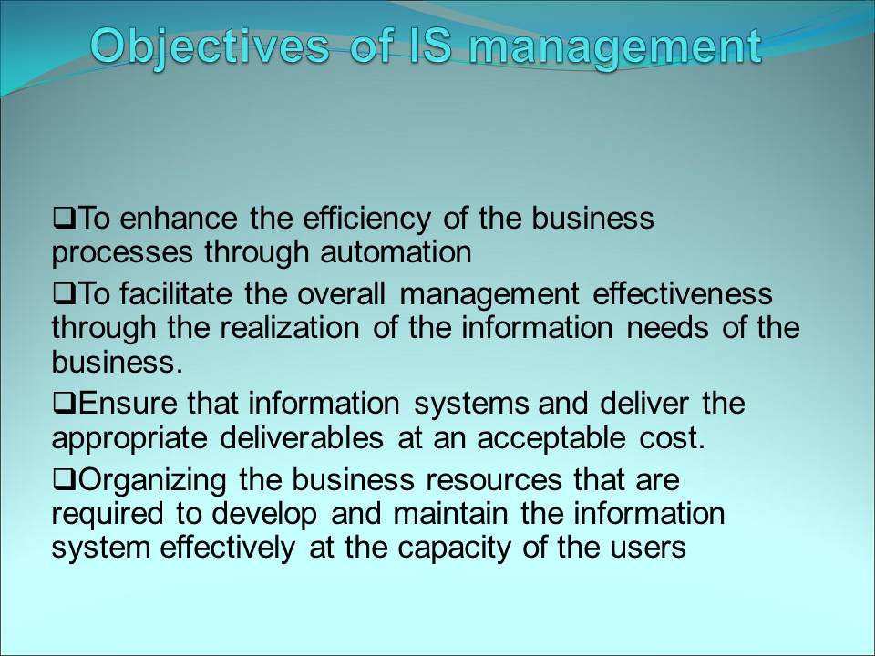 Objectives of IS management