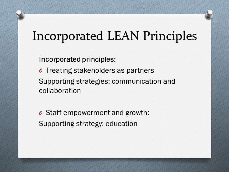 Incorporated LEAN Principles