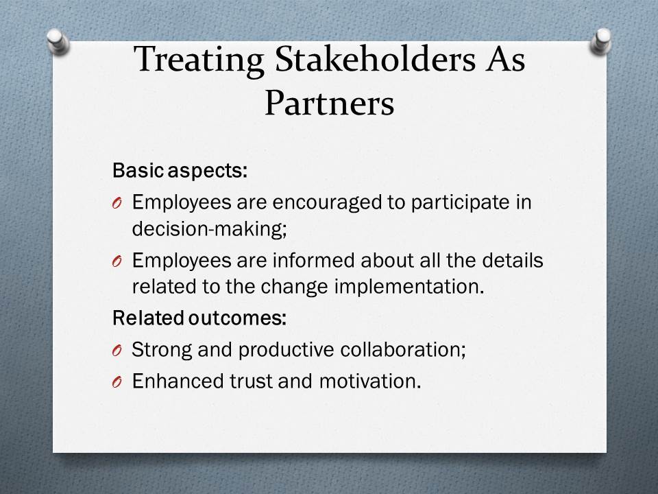 Treating Stakeholders As Partners
