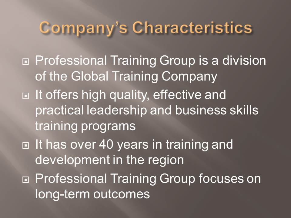Company’s Characteristics