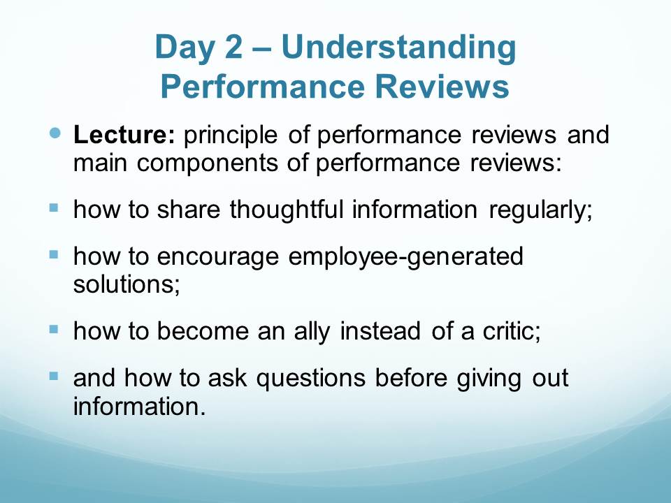 Day 2 – Understanding Performance Reviews