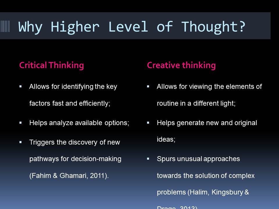 Why Higher Level of Thought?