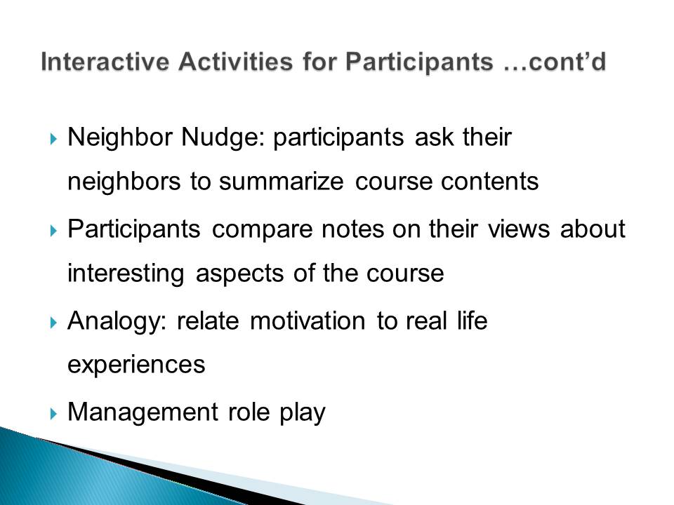 Interactive Activities for Participants
