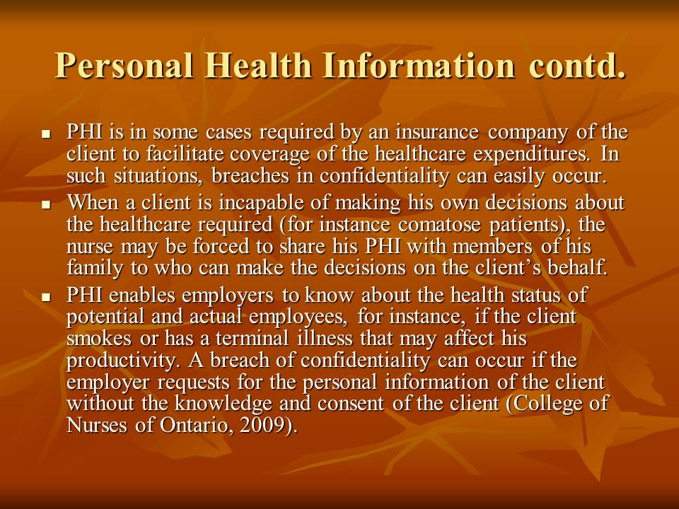 Personal Health Information