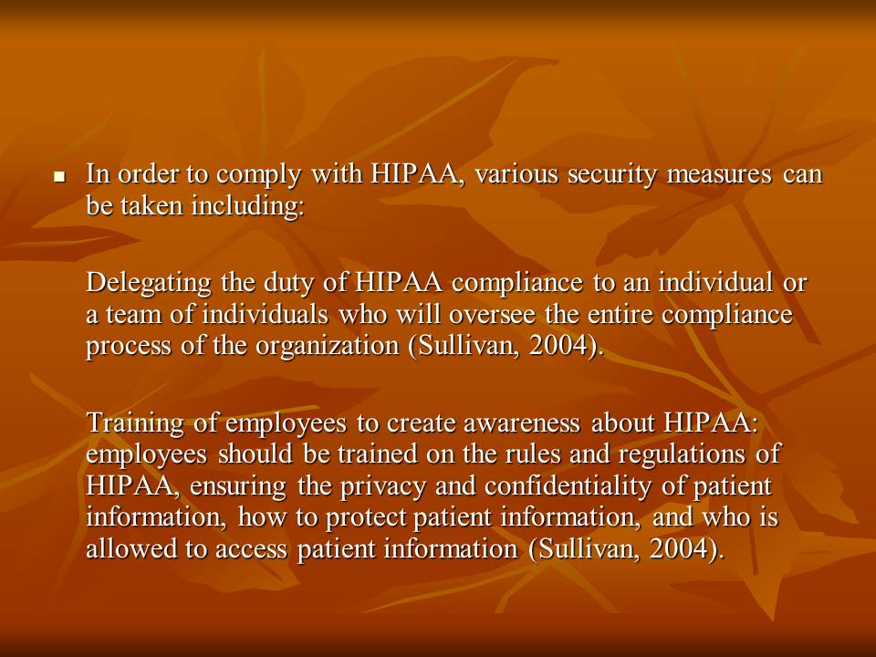 Security Measures in Relation to HIPAA
