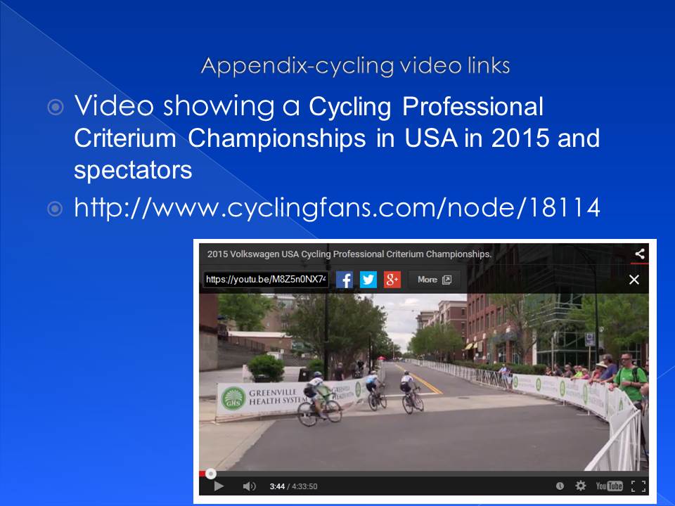 Appendix-cycling video links