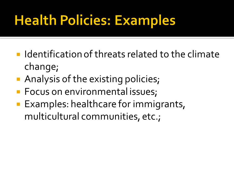 Health Policies: Examples