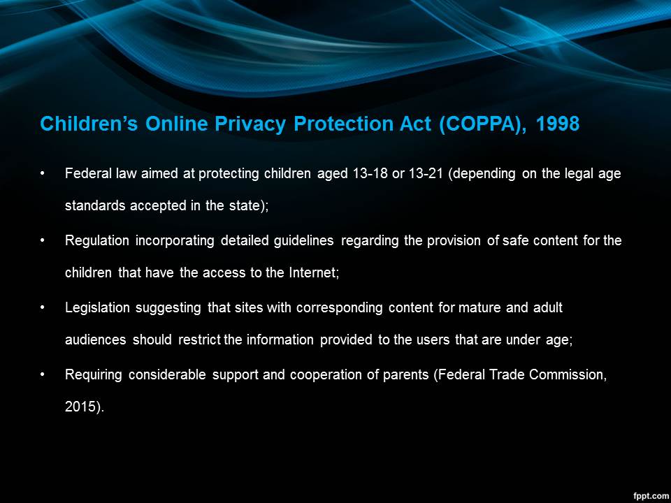 Children’s Online Privacy Protection Act (COPPA), 1998