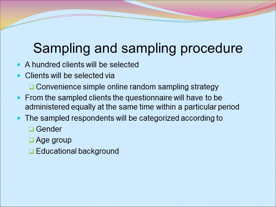 Sampling and sampling procedure