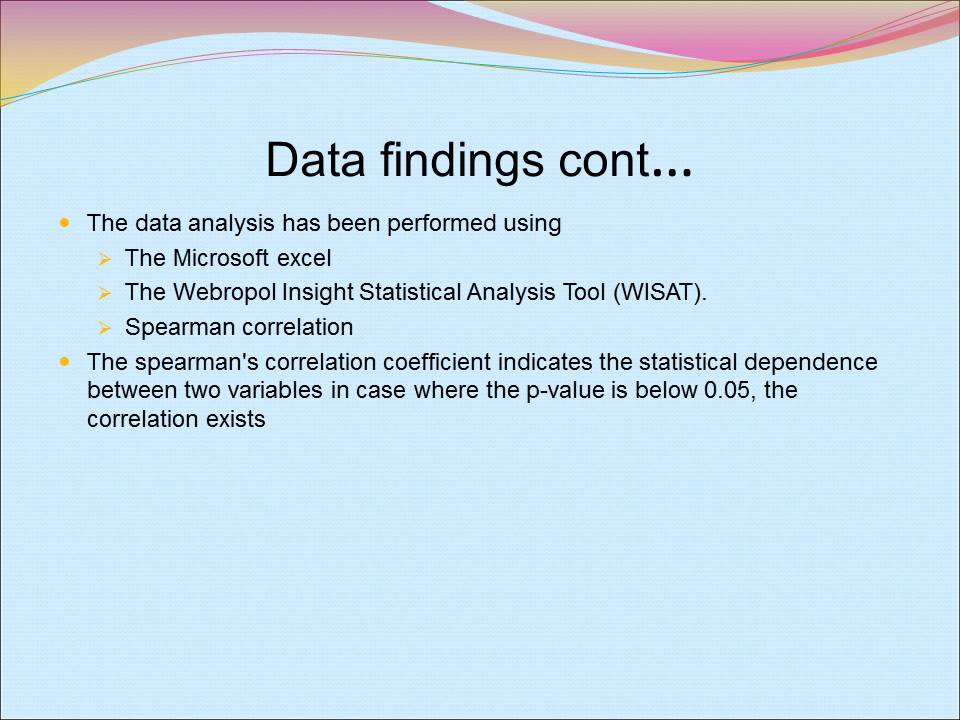 Data findings