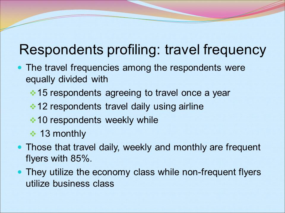 Respondents profiling: travel frequency
